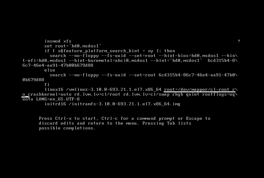 centos sifre sifirlama 3 asama