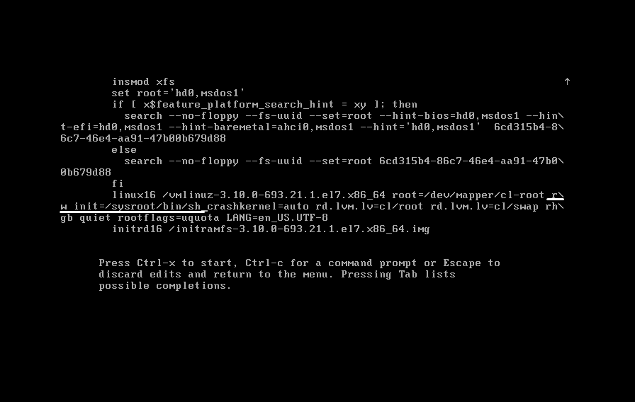 centos sifre sifirlama 4 asama