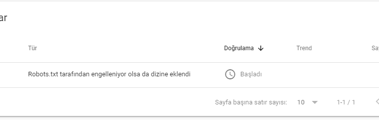 Robots.txt tarafından engelleniyor olsa da dizine eklendi